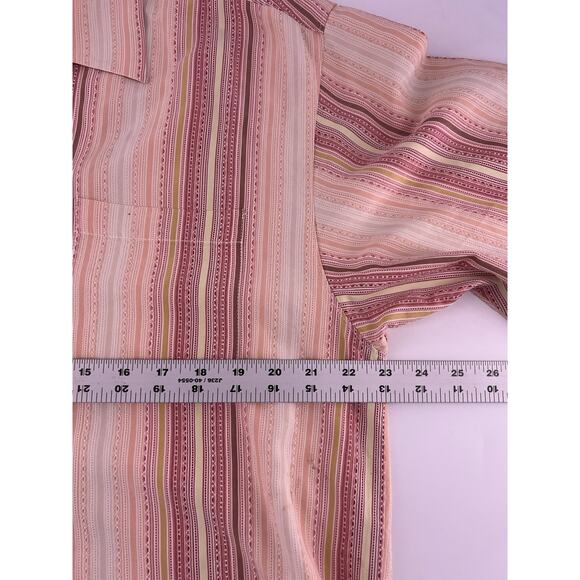 Tommy Bahama 100% Silk Shirt Mens Large Red Orange Striped Aloha Cruise Hawaiian - Picture 7 of 10